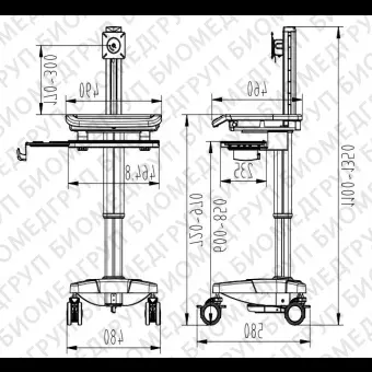 Компьютерная тумба с регулируемой высотой PHB00