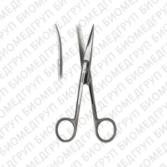 Ножницы хирургические Super Cut тупоконечные изогнутые по плоскости, 165 мм Apexmed