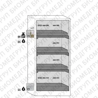Шкафы для хранения ЛВЖ, 30 мин, ширина 86 см, панорамная дверь QDISPLAY30, Asecos, 3278106030043