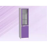 ШМР-1(с/м) Шкаф медицинский одностворчатый с распашными дверьми (стекло в металлическом обрамлении / металл) и полками (3 полки, 2 стекло/1металл)